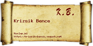 Krizsik Bence névjegykártya